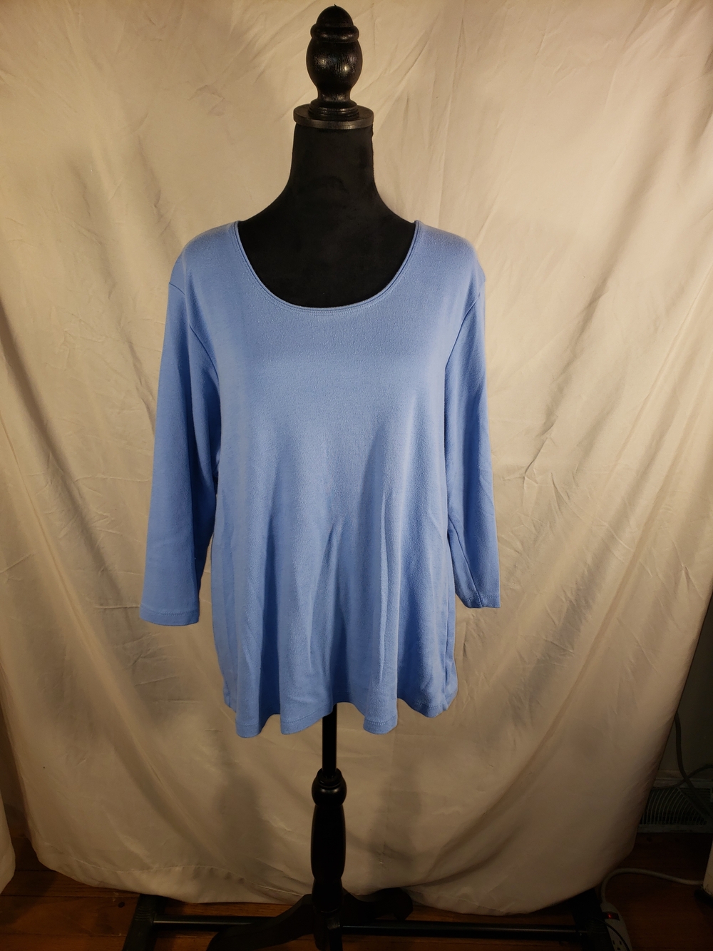 Rebecca Malone Light Blue Scoop Neck Long-Sleeve Top - 2X